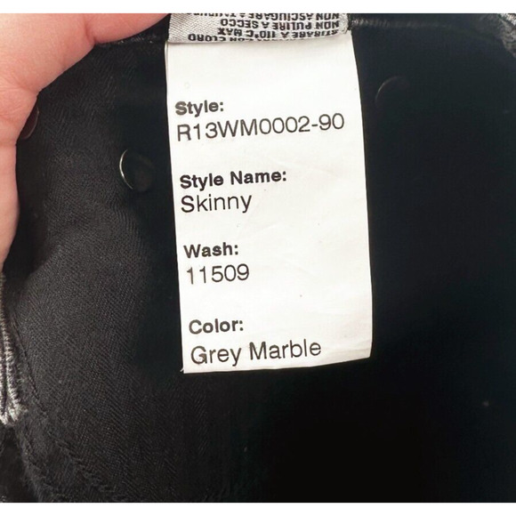 R-13 Women Low Rise Skinny Jeans Size 25 Distressed Grunge Punk Gray Stretch NWT - Picture 8 of 9